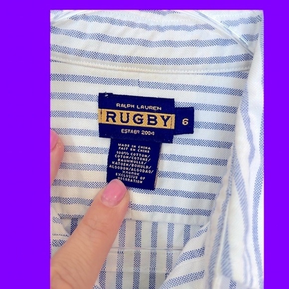 𝅺rugby Ralph Lauren sz 6 top RARE shirt stripeS prep buttondown discontinued - Picture 3 of 6